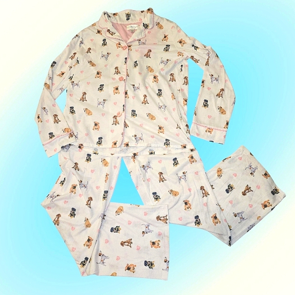 P.J. Salvage Kids Pajama Set with Dog and Heart Print